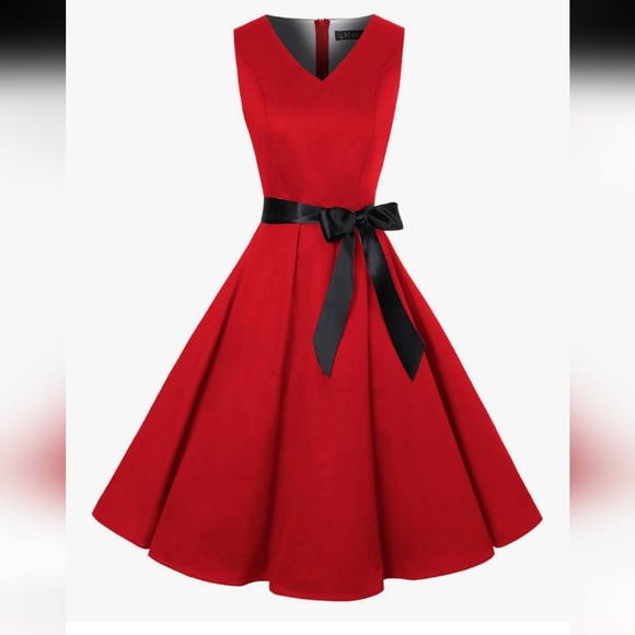 Ihot Dresses & Skirts - IHOT Red Swing Dress Retro Style